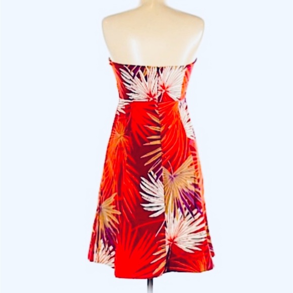 Vintage GAP Summer Strapless Dress with Leaf Print - Picture 2 of 6